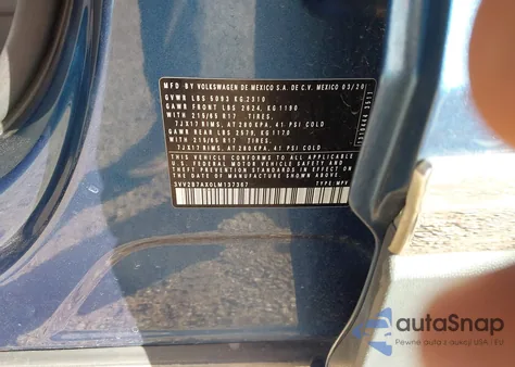 2020 Volkswagen Tiguan 2.0T Se/2.0T Se R-Line Black/2.0T Sel из США, поврежденный, VIN 3VV2B7AX0LM137367